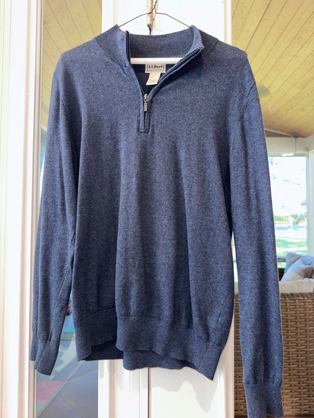 L.L. Bean Men's Half-Zip Sweater in Dark Blue